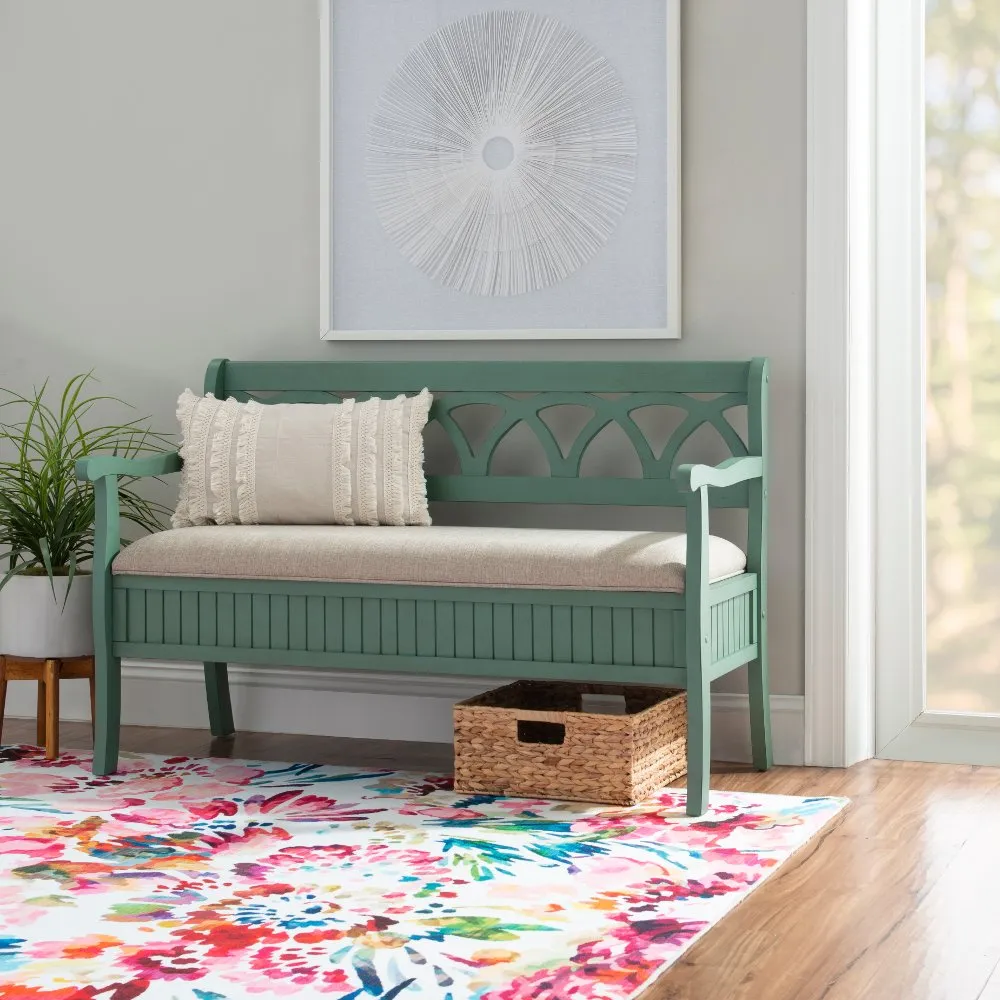 Winslett Teal Storage Bench