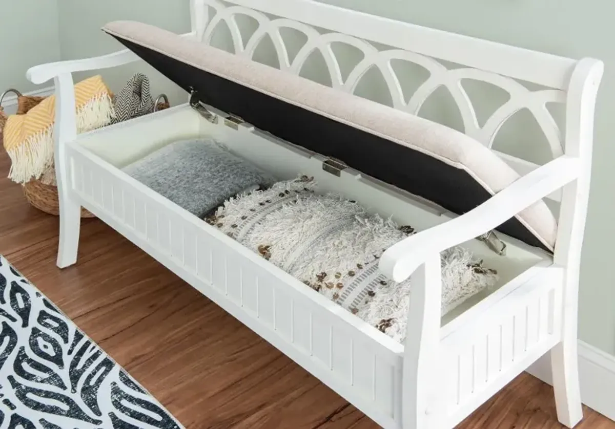 Winslett White Storage Bench