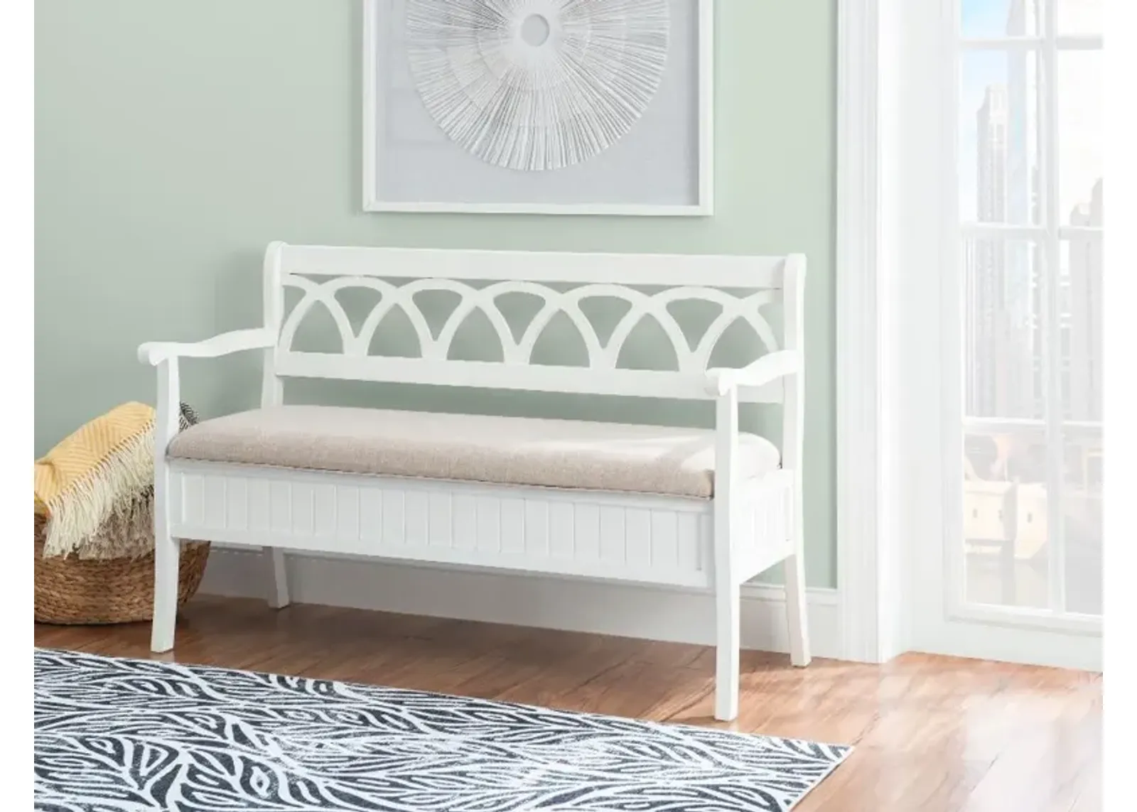 Winslett White Storage Bench