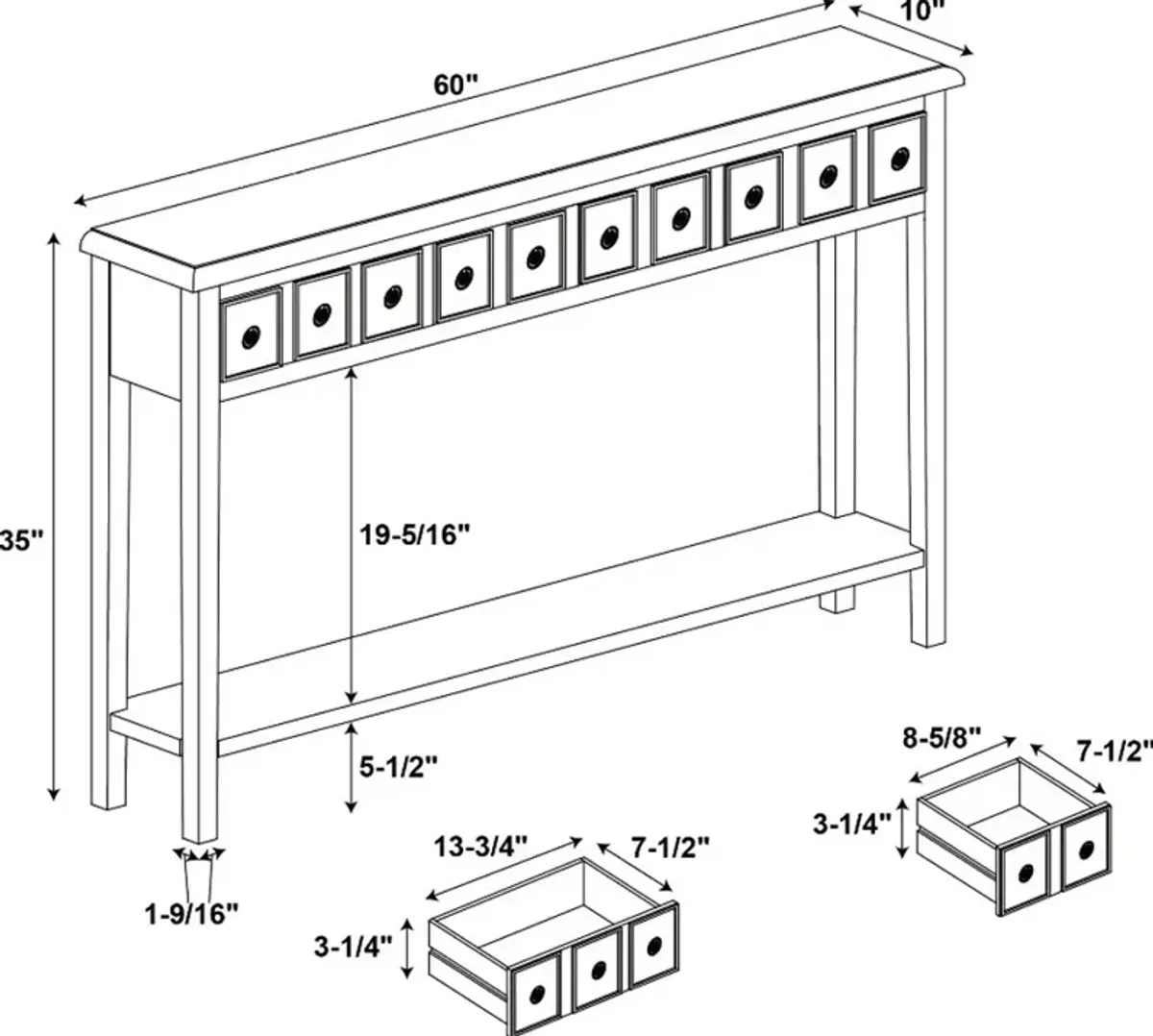 Sadie Cream Long Console Table