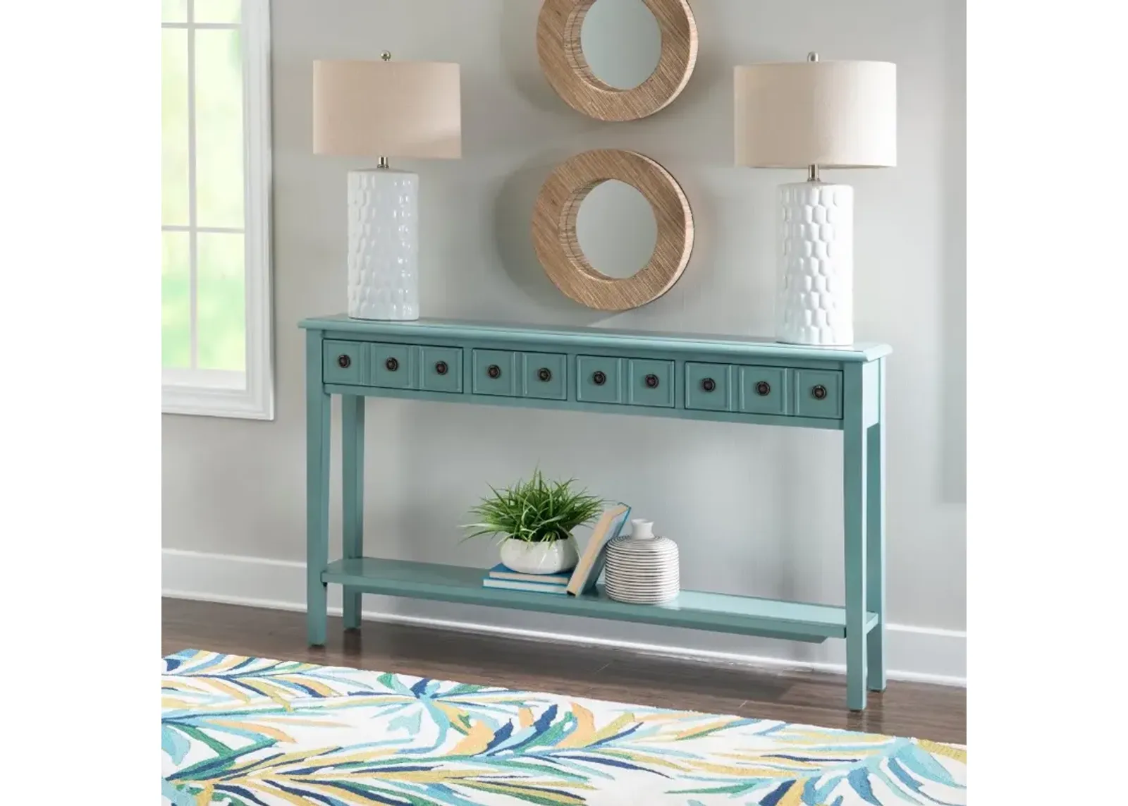 Sadie Teal Long Console Table