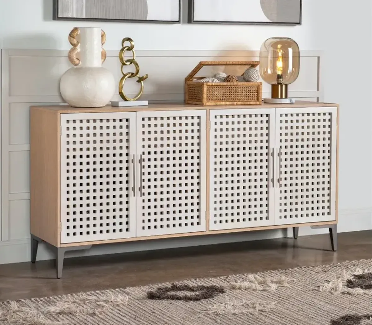 Biscayne Natural and Linen Dining Credenza