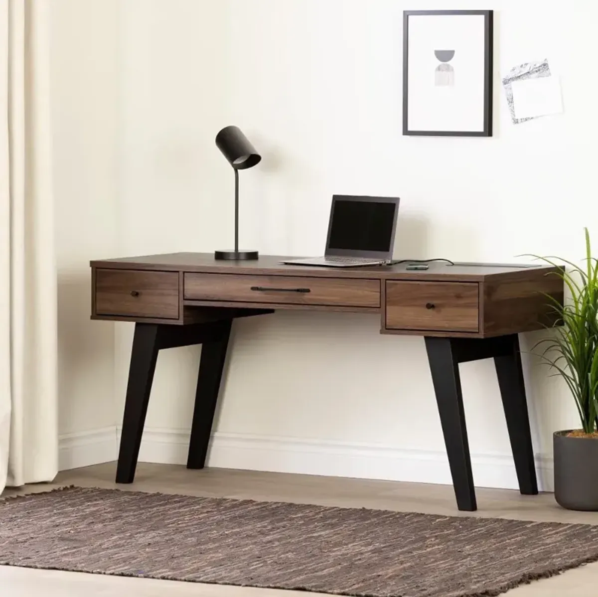 Helsy Walnut Brown Computer Desk - South Shore