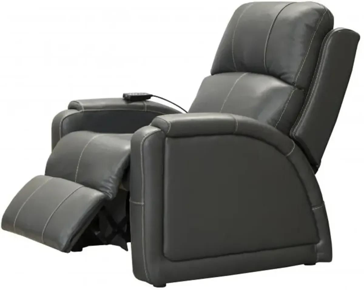 Reliever Gunmetal Power Lay-Flat Recliner with Massage and Heat