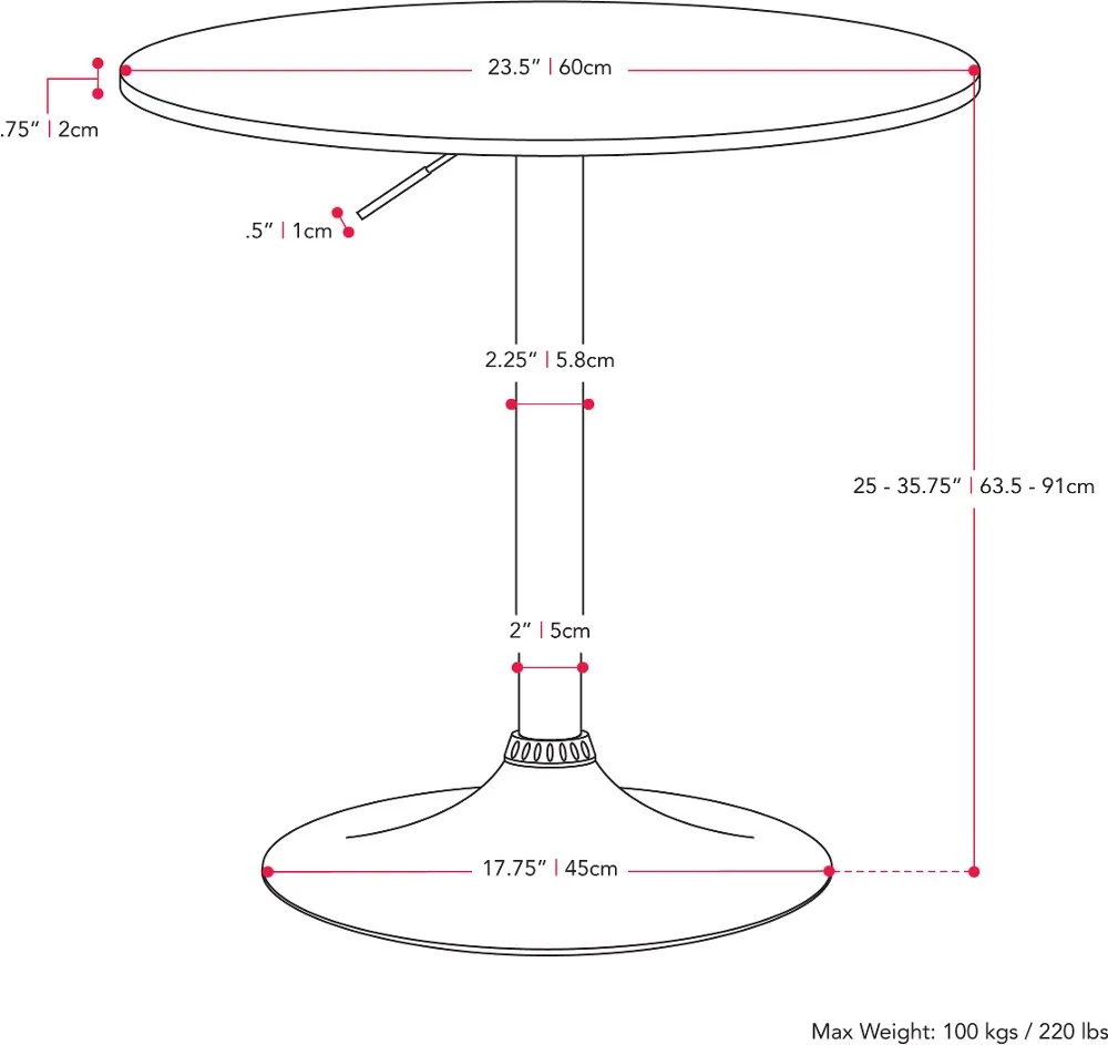 Black Round Adjustable Height Pedestal Table