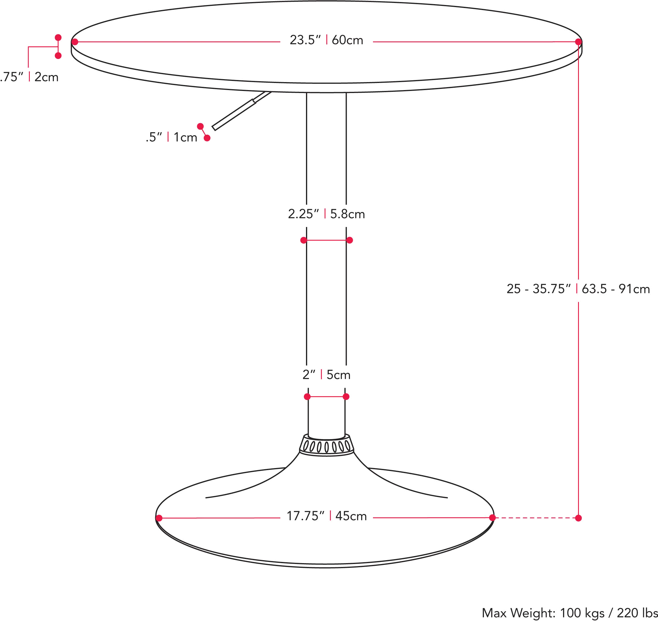 Black Round Adjustable Height Pedestal Table