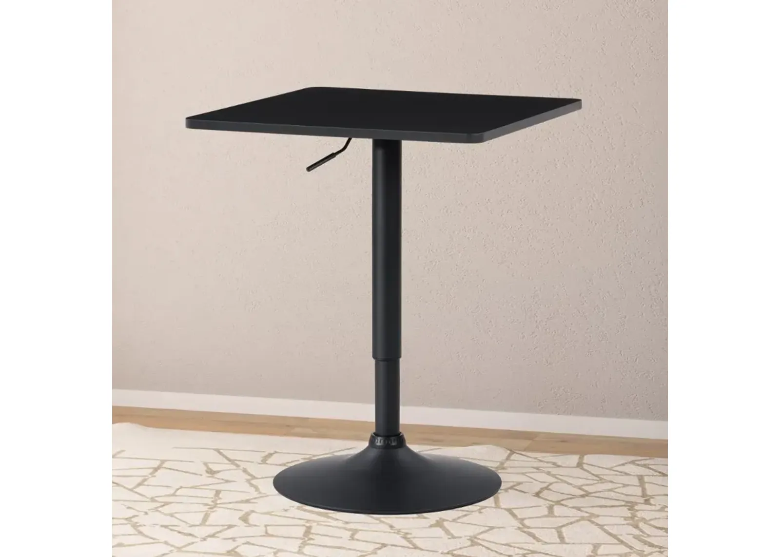 Black Square Adjustable Height Pedestal Table