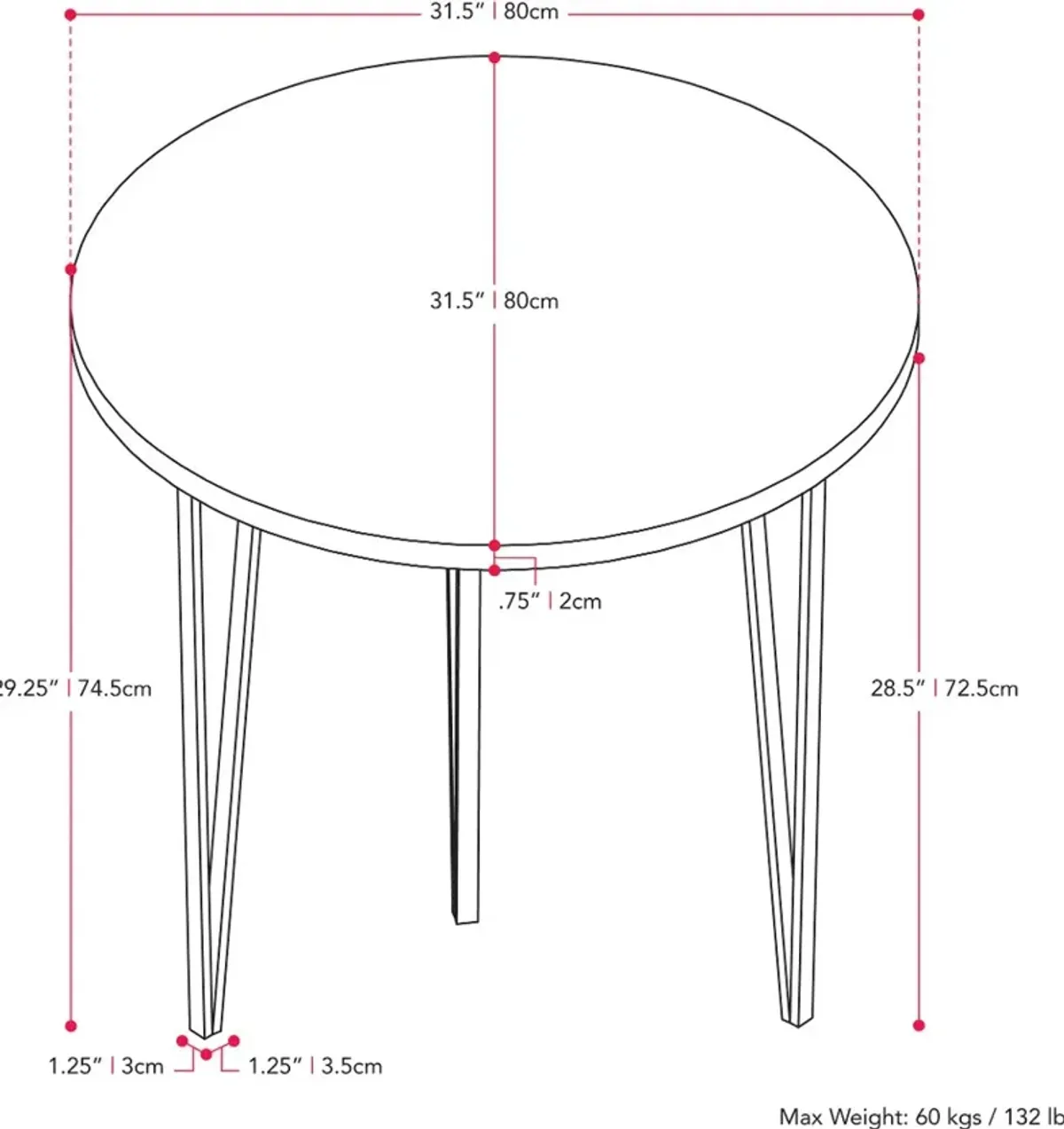 Lennox Iron Leg Dining Table