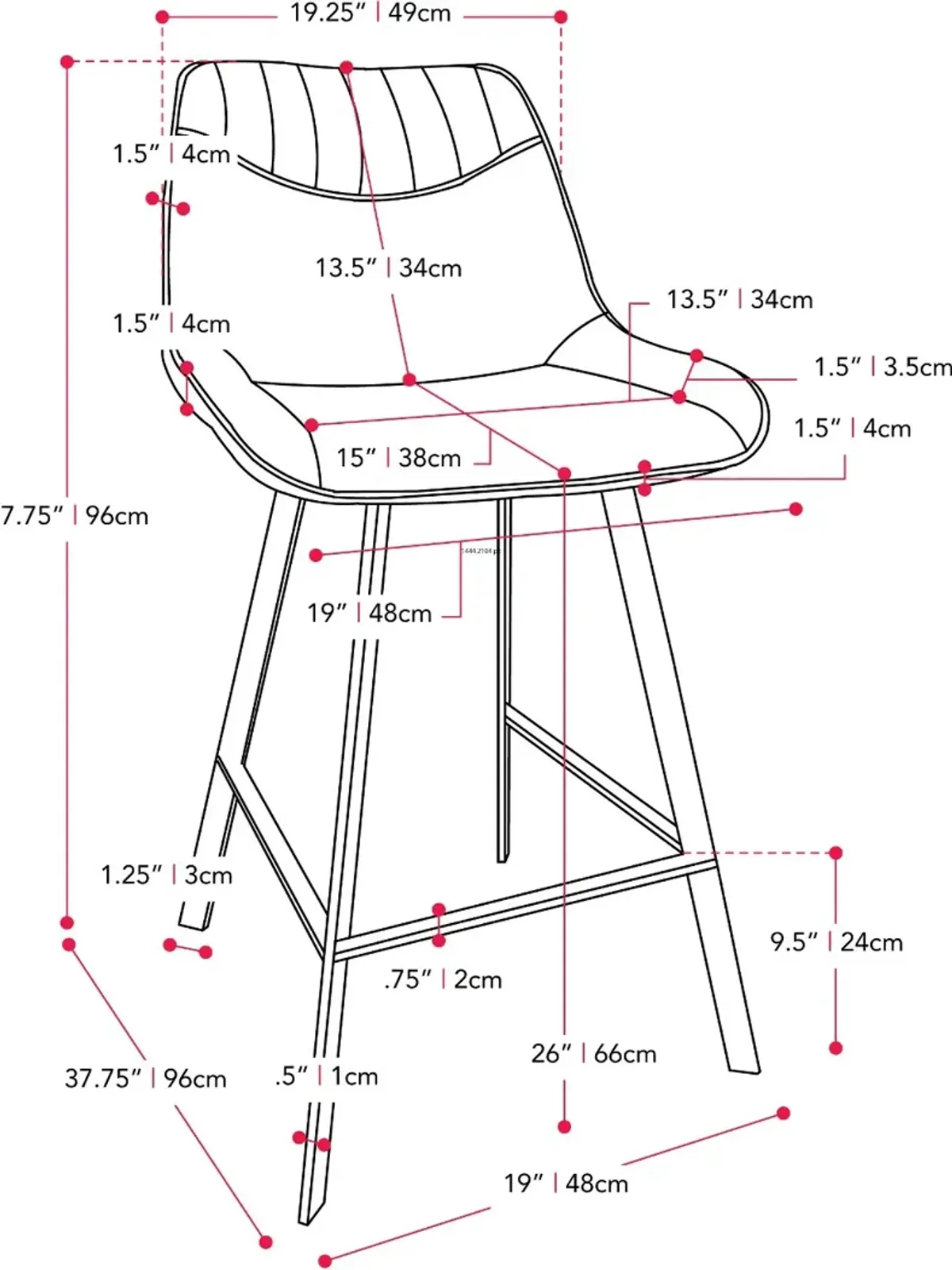 Blakeley Black Modern Barstool, Set of 2