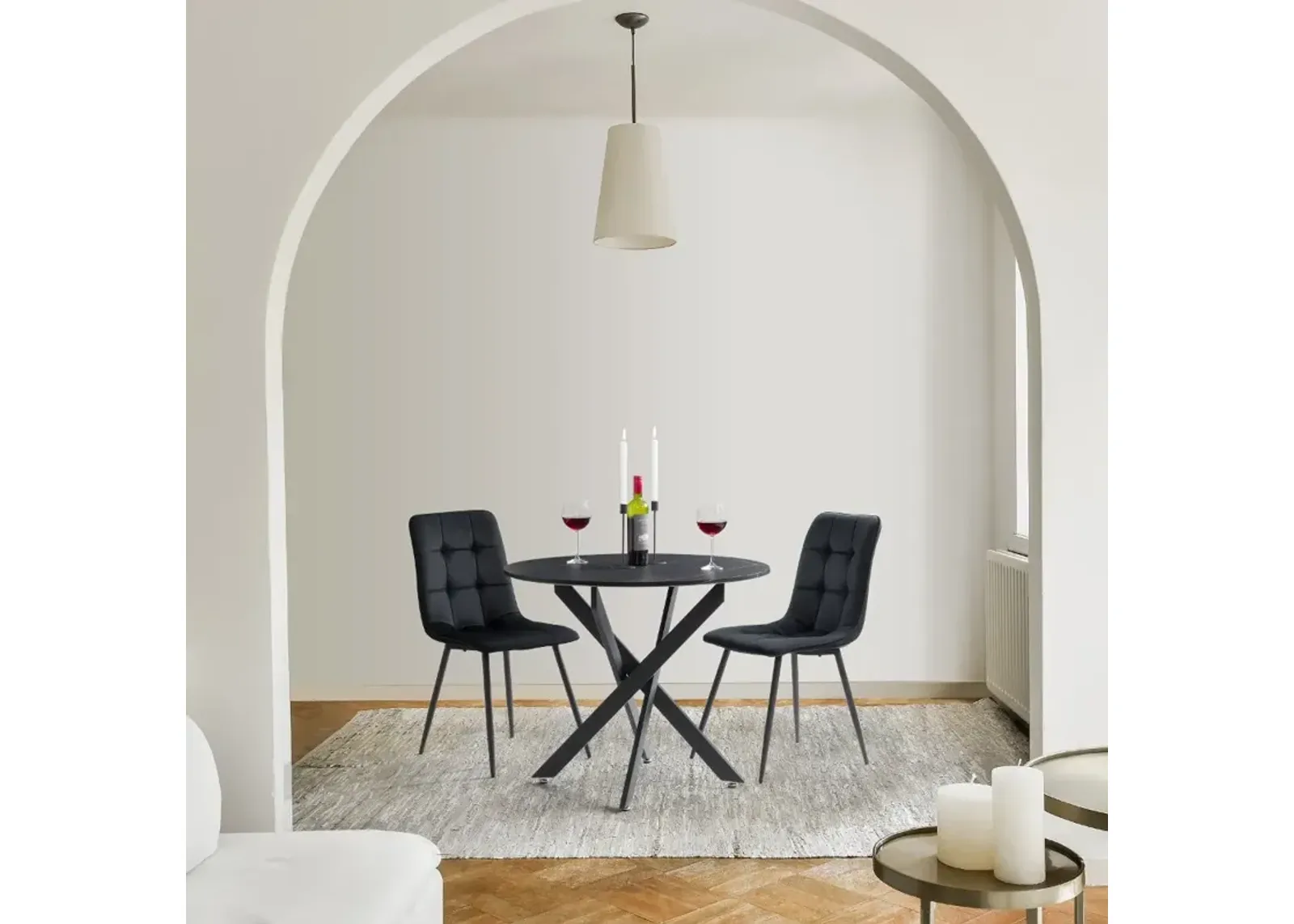 Lennox Black Iron Leg Dining Table