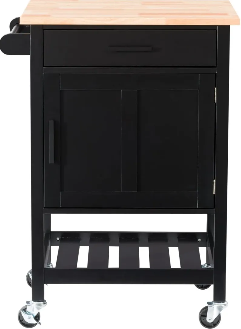 Sage Black Wood Kitchen Cart