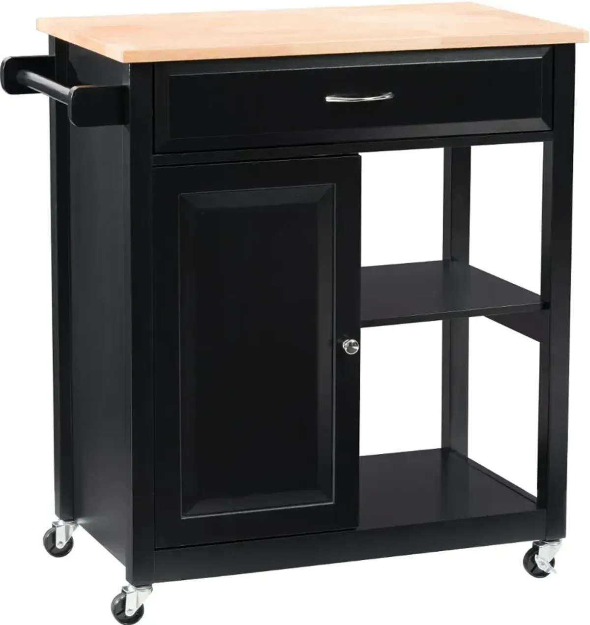 Sage Black Wood Kitchen Cart With Cupboard