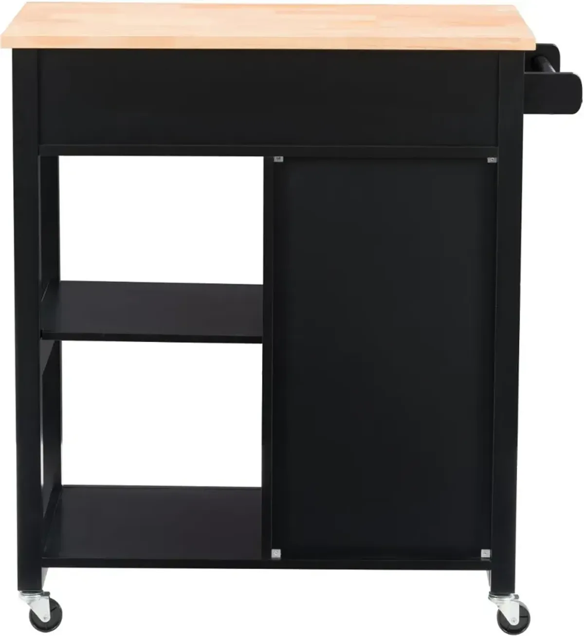 Sage Black Wood Kitchen Cart With Cupboard