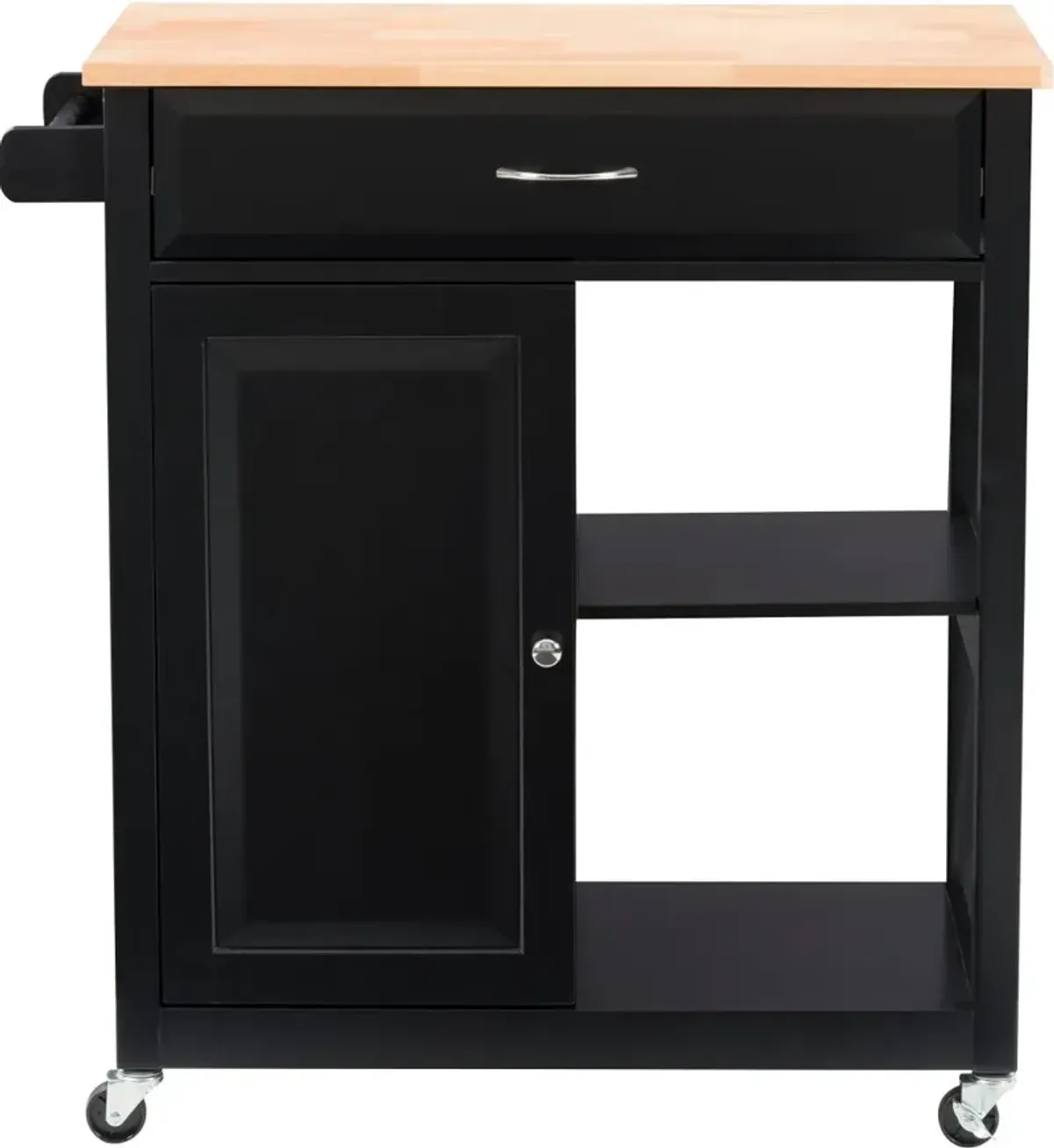 Sage Black Wood Kitchen Cart With Cupboard