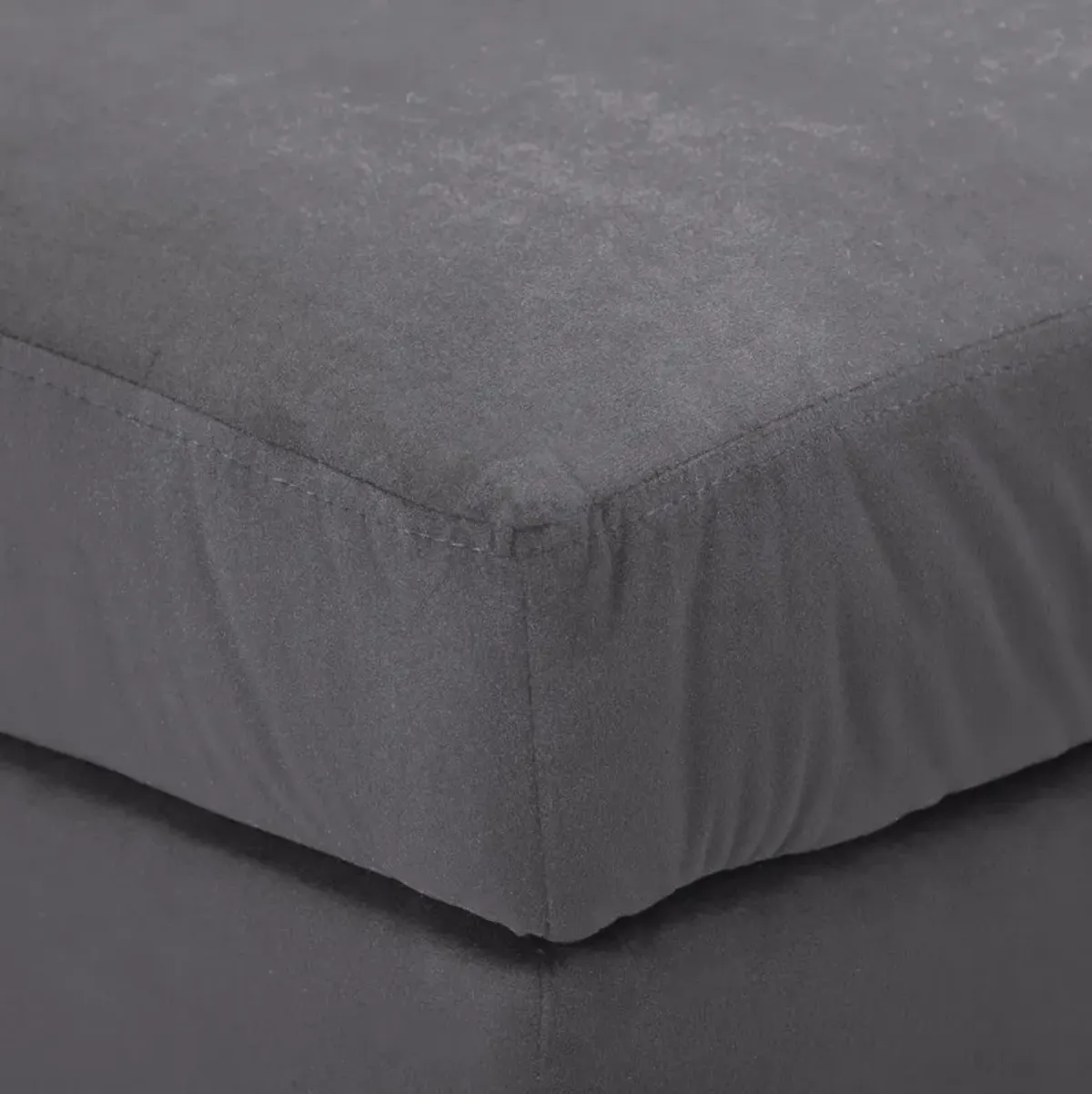 Perry Dark Gray Velvet Storage Ottoman