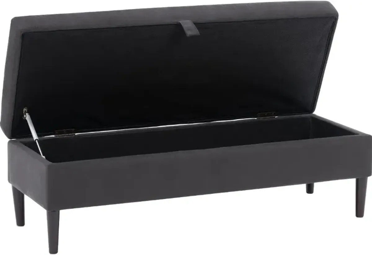 Perry Dark Gray Velvet Storage Ottoman