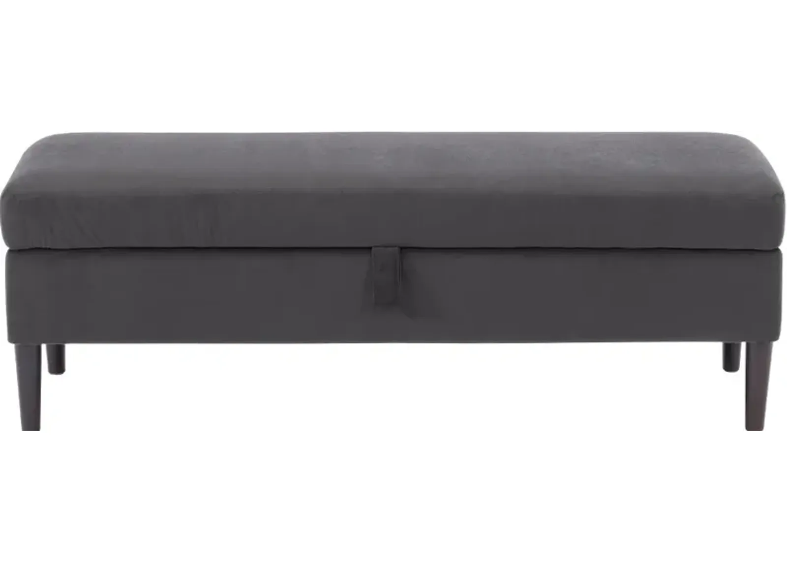 Perry Dark Gray Velvet Storage Ottoman