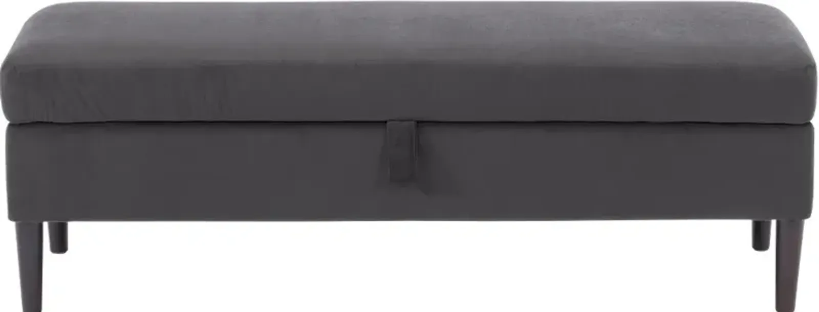 Perry Dark Gray Velvet Storage Ottoman