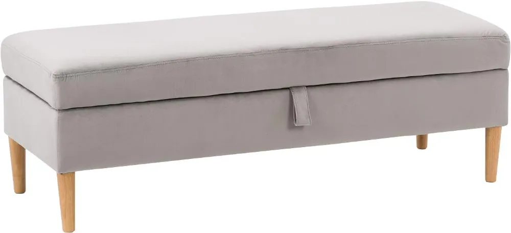 Perry Light Gray Velvet Storage Ottoman