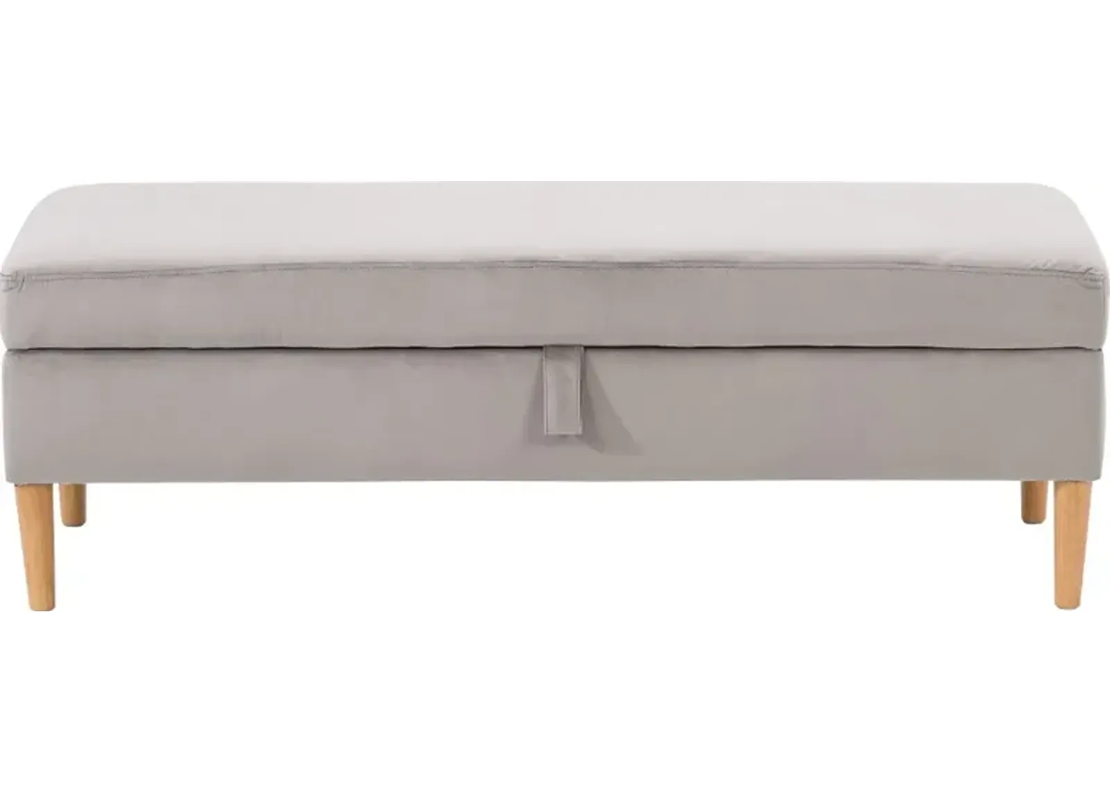 Perry Light Gray Velvet Storage Ottoman