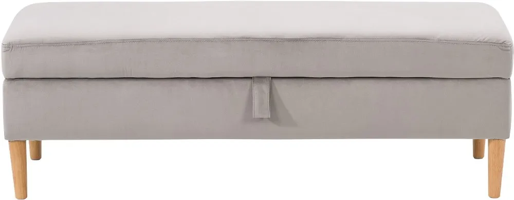 Perry Light Gray Velvet Storage Ottoman