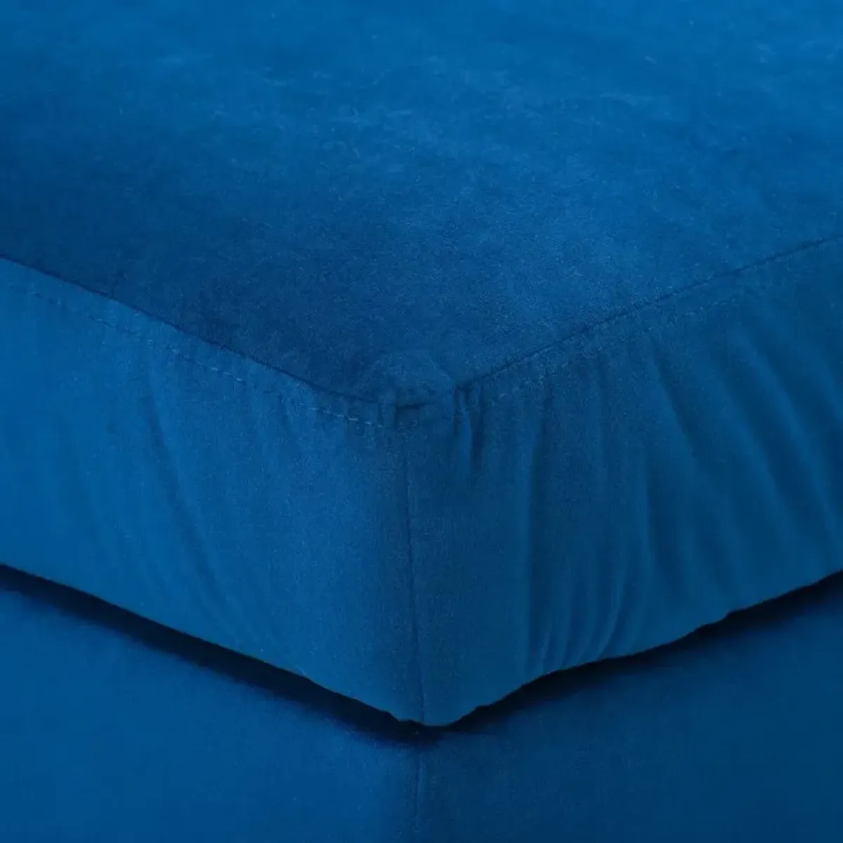 Perry Blue Velvet Storage Ottoman