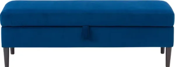 Perry Blue Velvet Storage Ottoman
