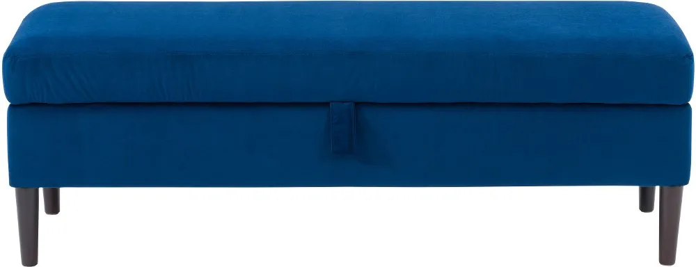 Perry Blue Velvet Storage Ottoman