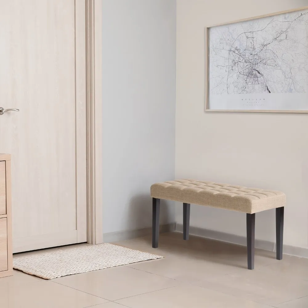 California Beige Tufted Bench