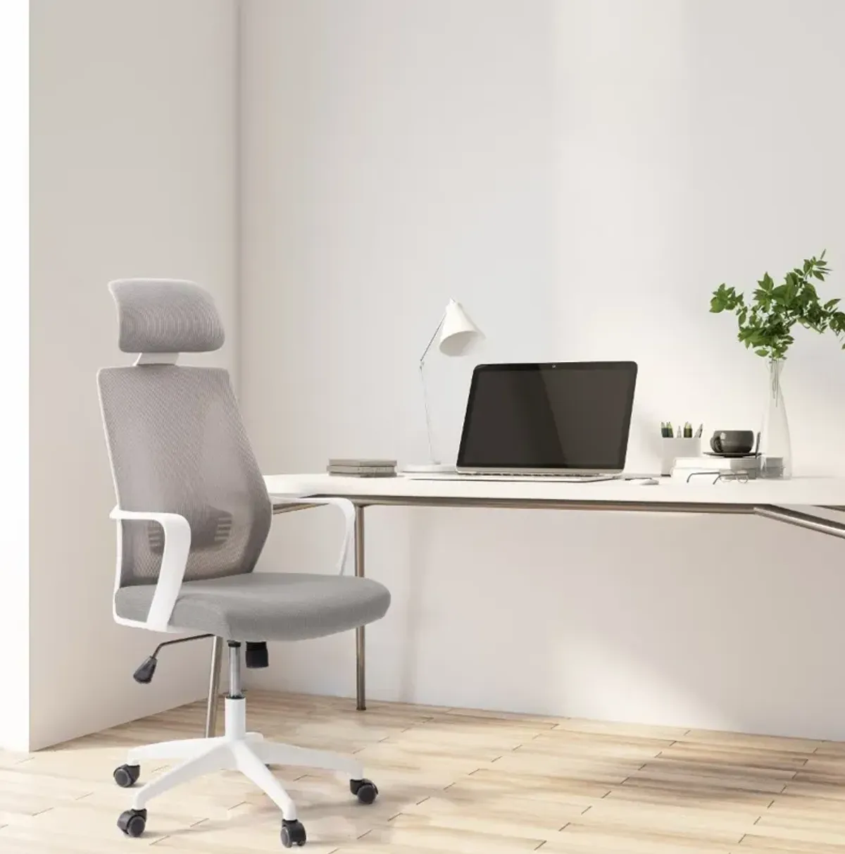 Workspace Gray and White Mesh Office Chair