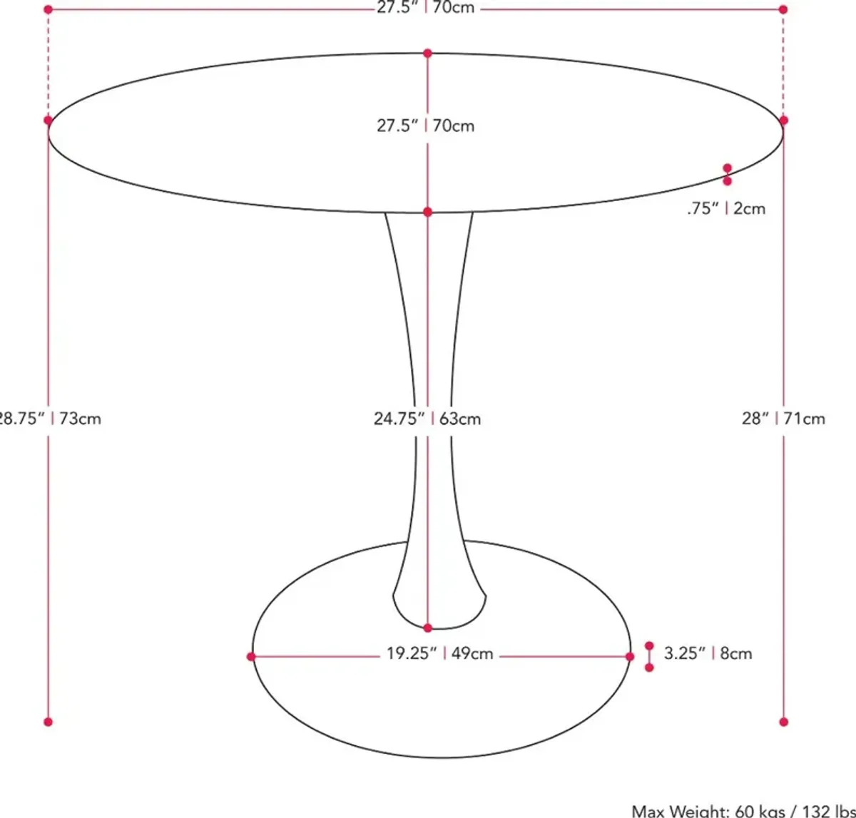 Ivo White Marble Bistro Table