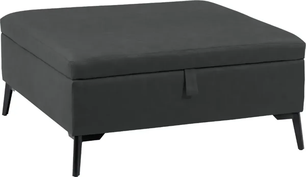 Linden Black Square Storage Ottoman