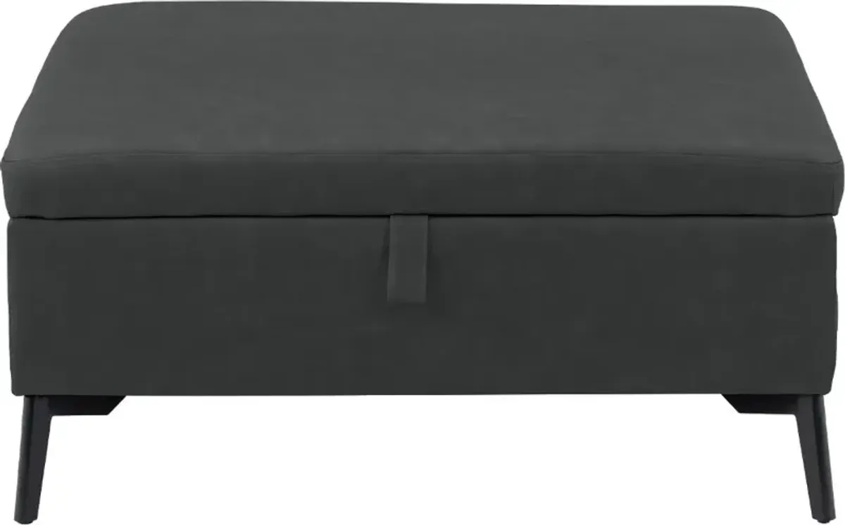 Linden Black Square Storage Ottoman