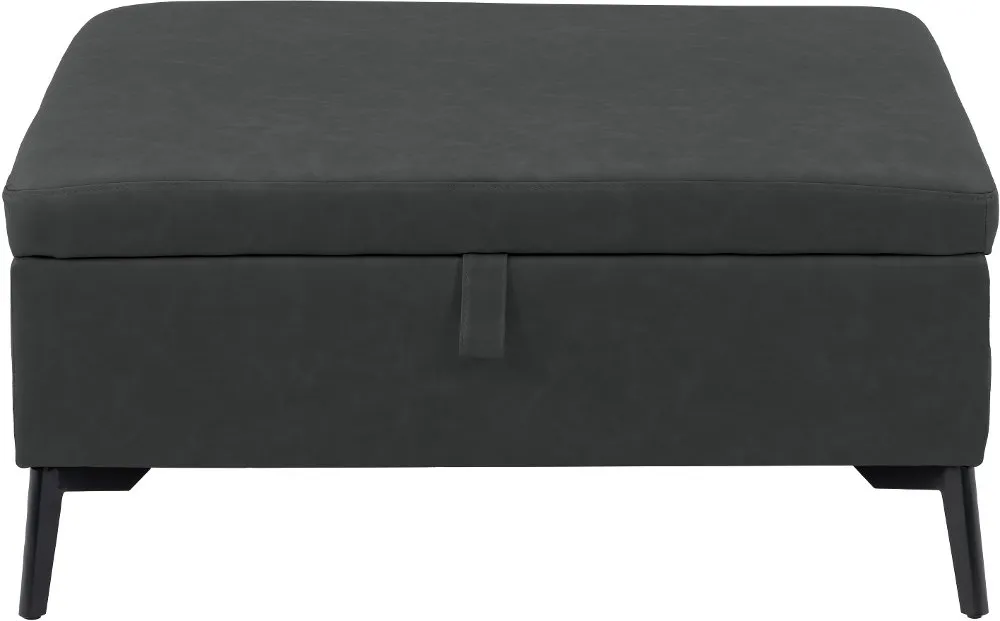 Linden Black Square Storage Ottoman