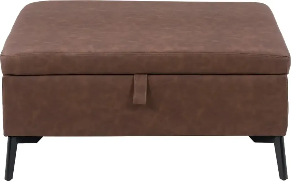 Linden Dark Brown Square Storage Ottoman