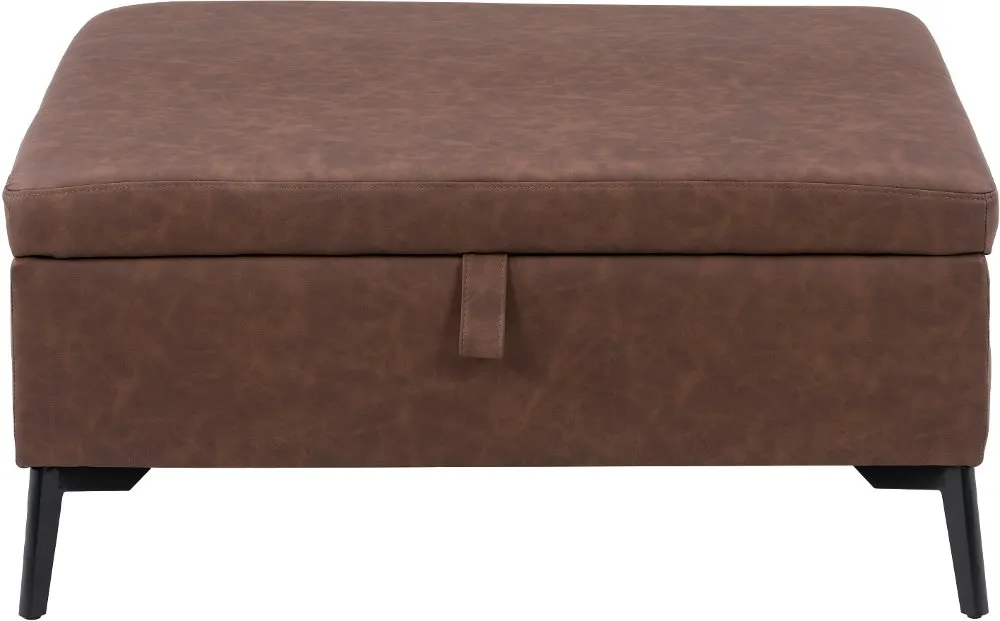 Linden Dark Brown Square Storage Ottoman