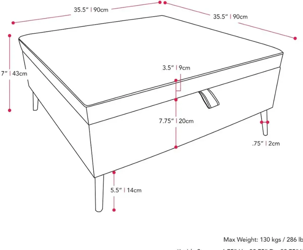 Linden Gray Square Storage Ottoman