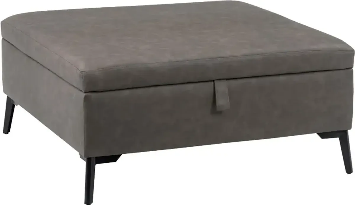 Linden Gray Square Storage Ottoman