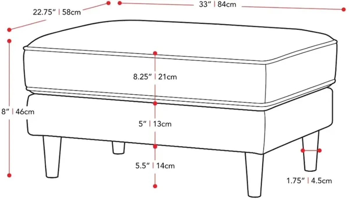 Mulberry Gray Upholstered Ottoman