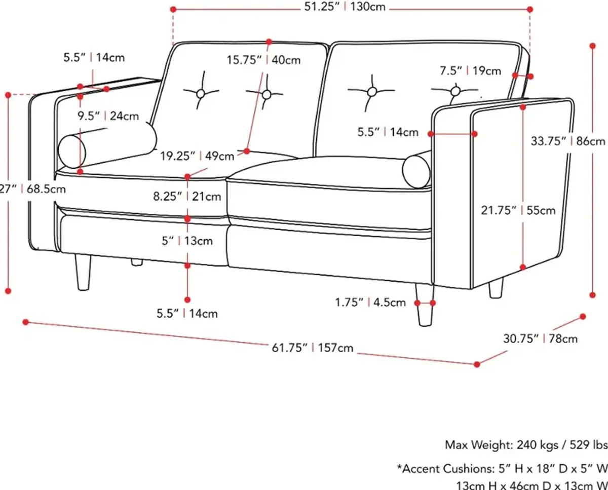 Mulberry Navy Upholstered Loveseat