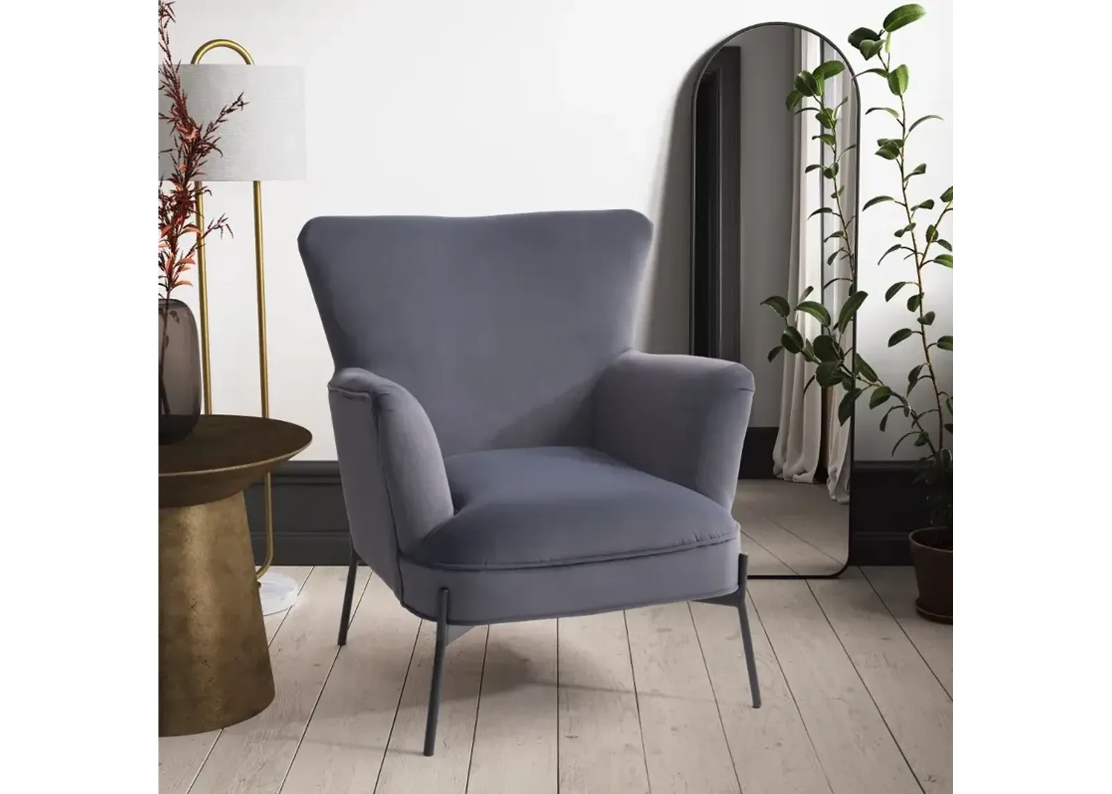 Elwood Gray Wingback Accent Chair