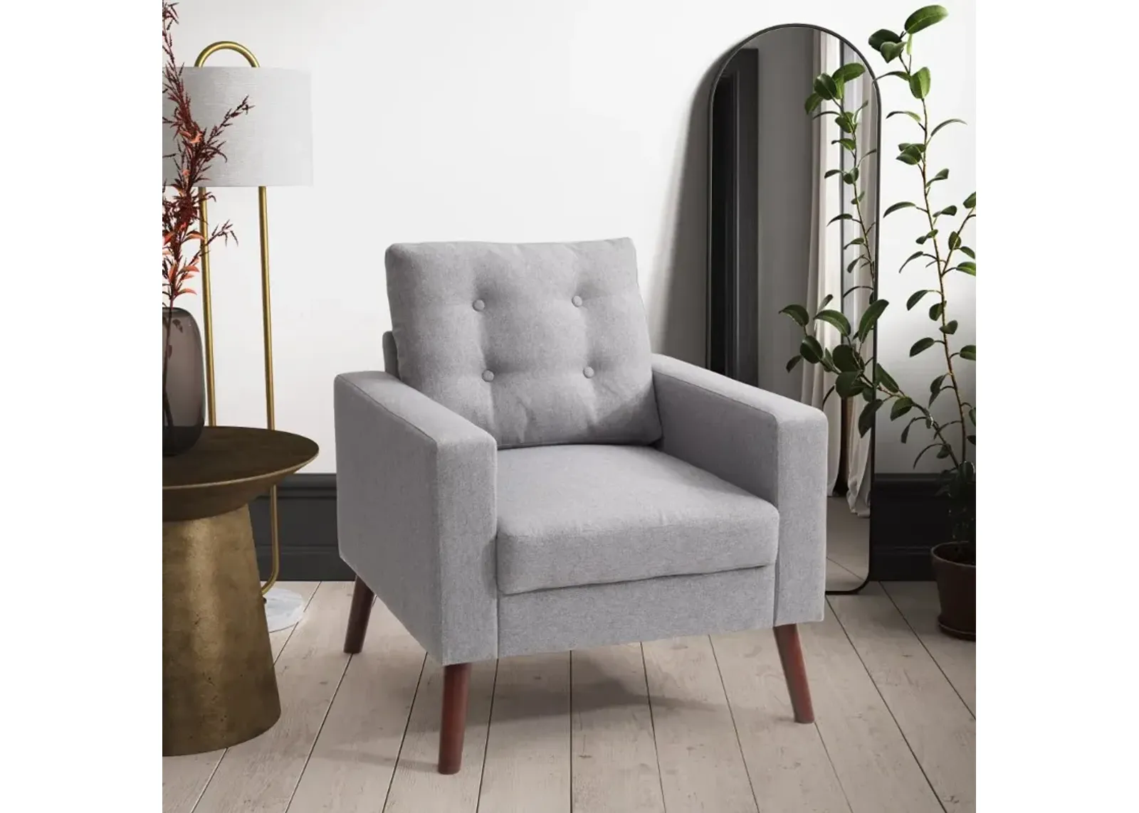 Elwood Gray Tufted Accent Chair