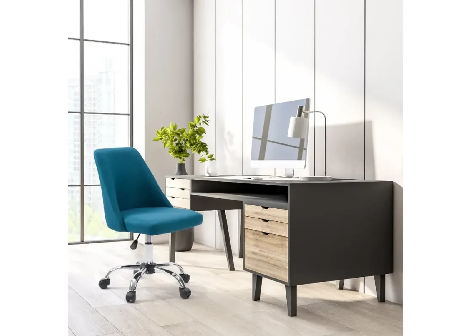 Marlowe Blue Upholstered Armless Office Chair