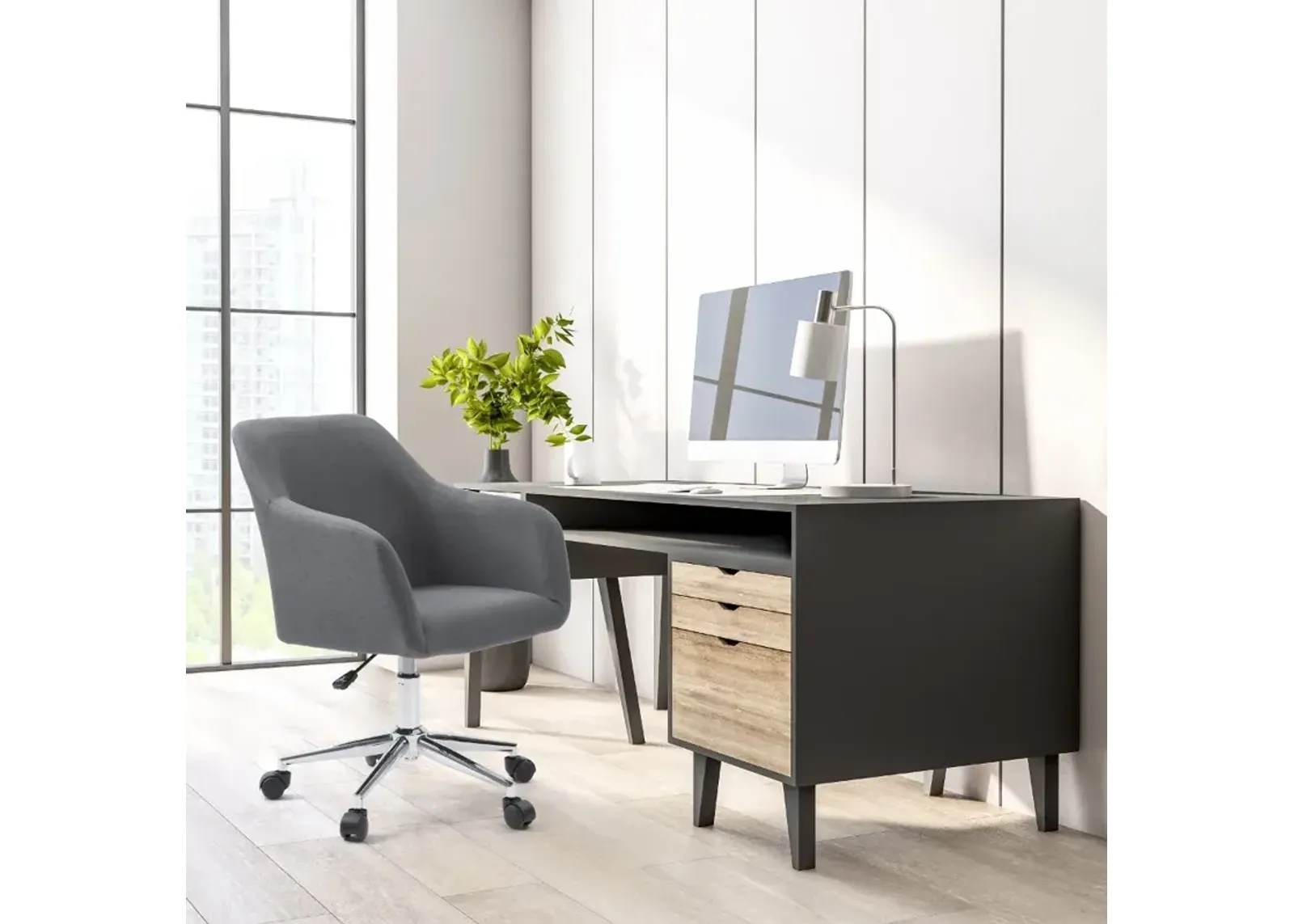 Marlowe Gray and Chrome Office Chair