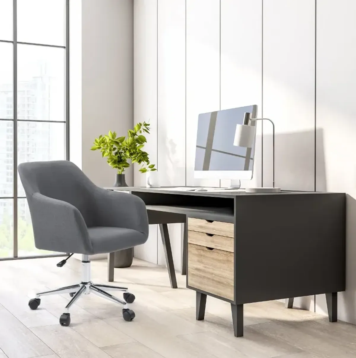 Marlowe Gray and Chrome Office Chair