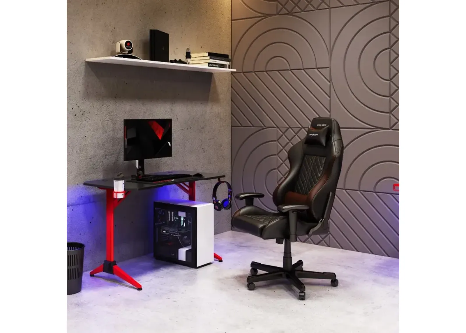 Conqueror Black and Red Gaming Desk with LED Lights