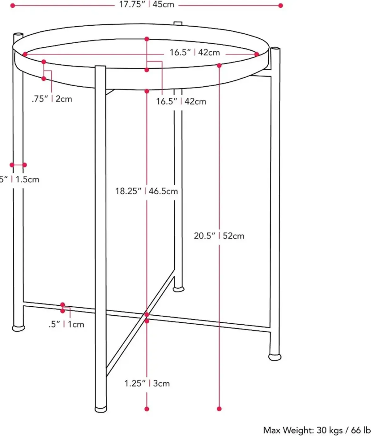 Ayla Black Metal End Table With Removable Tray