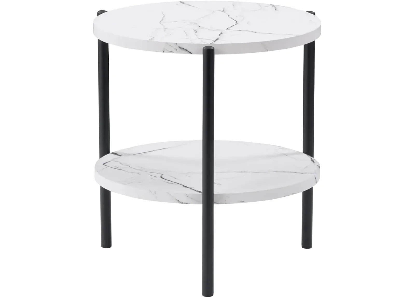 Ayla White Marble Two Tiered End Table