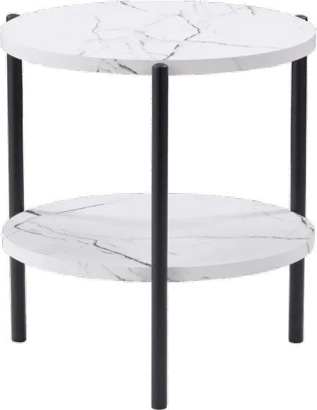 Ayla White Marble Two Tiered End Table