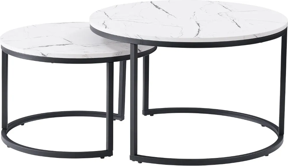 Fort Worth White Marble Nesting Coffee Table